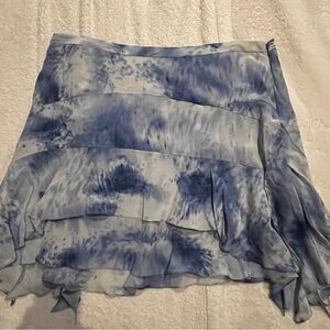 Rebecca Taylor Blue and White Tiered Bubble Mini Skirt